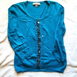 Embellished cashmere cotton fancy sweater